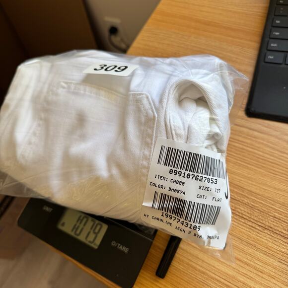 J.Crew Slim Wide Leg Jeans WMNS 27 Tall White Denim Stacked Buttons Semi Stretch - Picture 8 of 8